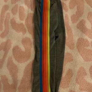 Gray neon rainbow stripe aviator nation sweatpants size S